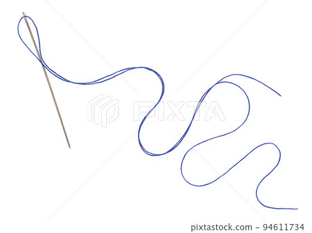 Sewing thread and needle isolated on white background closeup Sewing thread and needle isolated on white background closeup 94611734