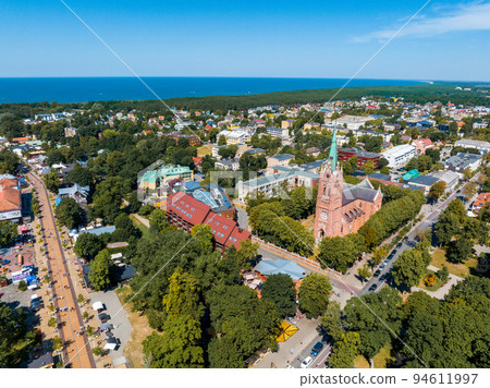 Aerial view of the Palanga resort town in Lithuania. Beautiful summer in Palanga. Aerial view of the Palanga resort town in Lithuania. Beautiful summer in Palanga. 94611997