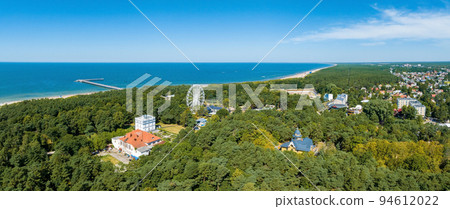 Aerial view of the Palanga resort town in Lithuania. Beautiful summer in Palanga. Aerial view of the Palanga resort town in Lithuania. Beautiful summer in Palanga. 94612022