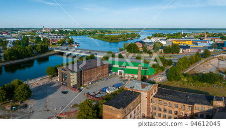 Beautiful panoramic aerial view photo of Holy Trinity Cathedral, Concert hall Great Amber city center of Liepaja city in Latvia. Beautiful panoramic aerial view photo of Holy Trinity Cathedral, Concert hall Great Amber city center of Liepaja city in Latvia. 94612045