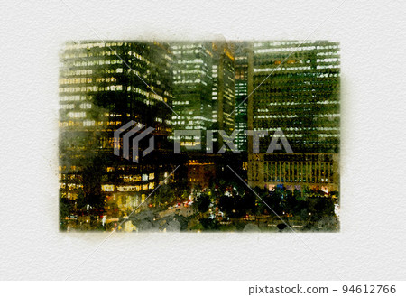 Tokyo station in the dark night rain, Tokyo station front terminal at night Tokyo station in the dark night rain, Tokyo station front terminal at night 94612766