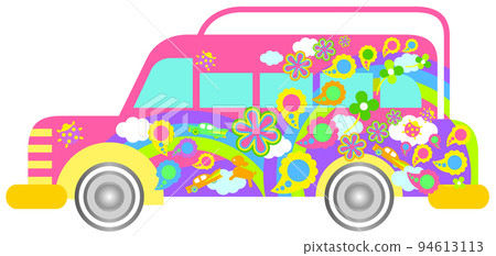Illustration of a wrapping bus with a floral pattern Illustration of a wrapping bus with a floral pattern 94613113