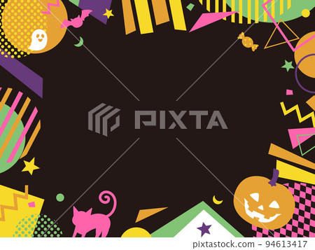 流行和多彩的萬聖節留言卡框架萬聖節插圖 流行和多彩的萬聖節留言卡框架萬聖節插圖 94613417