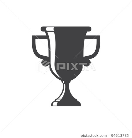 Award icon silhouette. Black pictogram on white background. Vector illustration. Trophy cup sport equipment. 94613785