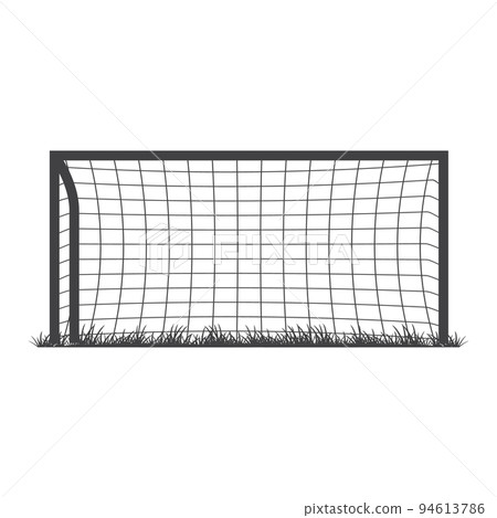 Football goal with grass icon silhouette. Soccer goal sport equipment. Vector illustration. 94613786