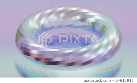 Fun 3D math - abstract three-dimensional perlescent twisted torus, 3D rendering 94613915
