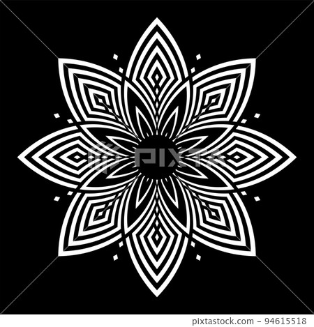 Abstract Decorative Radial Circle Floral Pattern. Round Design Element. Abstract Decorative Radial Circle Floral Pattern. Round Design Element. 94615518