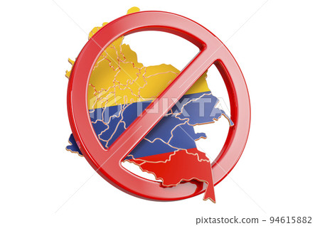 Colombian map with forbidden sign, 3D rendering 94615882