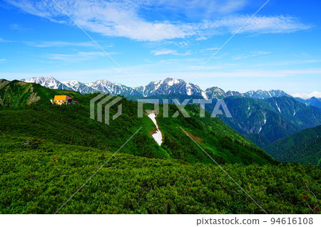 Northern Alps Taneike Sanso and Mt. Tateyama seen from the mountain trail to Mt. Northern Alps Taneike Sanso and Mt. Tateyama seen from the mountain trail to Mt. 94616108