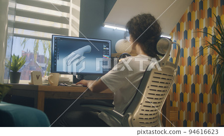 3D designer making model of human hand 3D designer making model of human hand 94616623