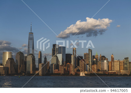 New York City in the evening, with solo cloud, New York City, USA  94617005