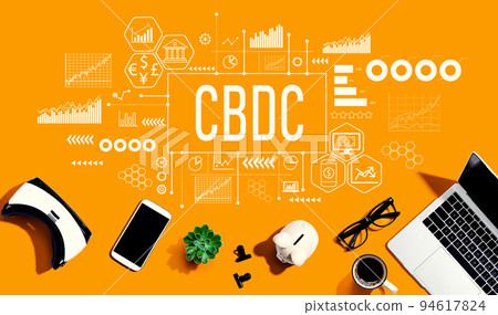 CBDC theme with electronic gadgets and office supplies CBDC theme with electronic gadgets and office supplies 94617824