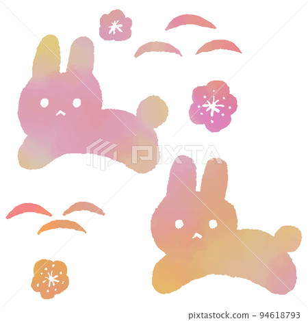 Rabbit illustration material drawn by watercolor 94618793