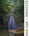 Waterfall surrounded by autumn leaves 94620356