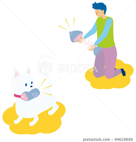 一條狗和一個男人想給我他們的頭和尾巴 一條狗和一個男人想給我他們的頭和尾巴 94620689