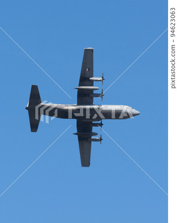 Overhead Royal Dutch Air Force C-130H Hercules transport aircraft 94623063