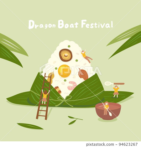 Dragon Boat Festival, rice dumpling and bamboo leaves 94623267