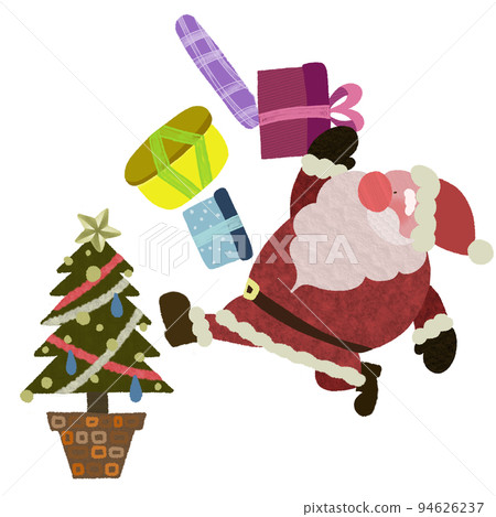 Santa Claus and a tree that are about to fall with a lot of presents Santa Claus and a tree that are about to fall with a lot of presents 94626237