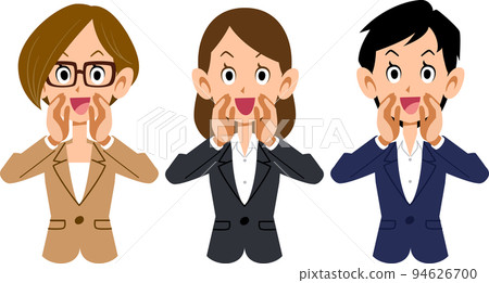 Upper body of three business women calling out loud 94626700