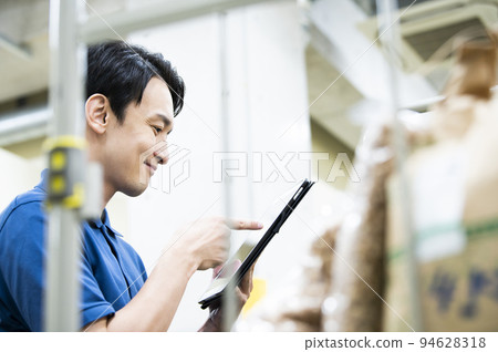 Male warehouse inspection product delivery distribution warehouse work job 94628318