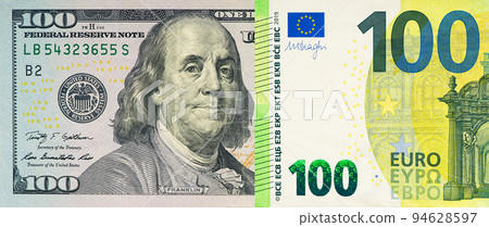 Large fragment of 100 hundred dollars bill banknote. Old American money banknote, vintage retro, usd Large fragment of 100 hundred dollars bill banknote. Old American money banknote, vintage retro, usd 94628597