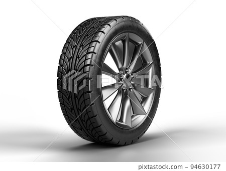 Car wheel isolated on white background. 3D rendering illustration 94630177
