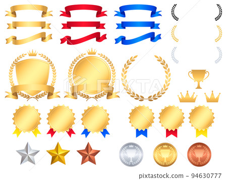 套金桂冠框架、絲帶和獎牌 套金桂冠框架、絲帶和獎牌 94630777