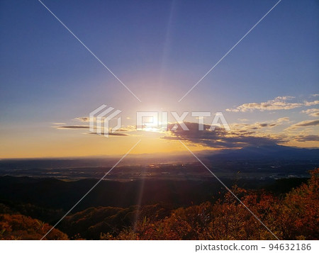 Dusk viewed from Mt. Otei Observatory in Otawara City, Tochigi Prefecture in autumn [November] 94632186