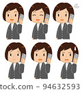 Facial expression set 1 of a woman in a suit making a call 94632593