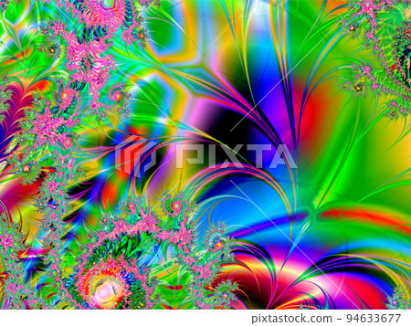 abstract bright multicolor linear pattern, color graphics, background, design 94633677