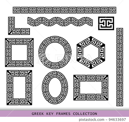 Ancient Greek black frames patterns collection, set of antique borders from Greece 94633697