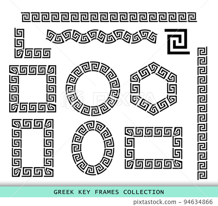 Ancient Greek black frames patterns collection, set of antique borders from Greece Ancient Greek black frames patterns collection, set of antique borders from Greece 94634866