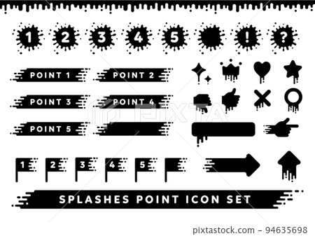 Squid splash ink point icon set 94635698