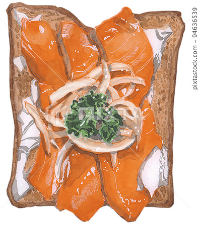"Delicious toast with smoked salmon" 94636539