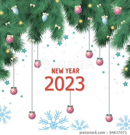 Panoramic New Year background, Happy New Year 2023 - Vector Panoramic New Year background, Happy New Year 2023 - Vector 94637071