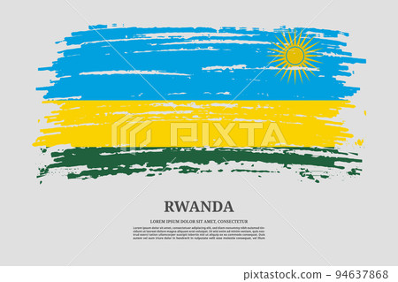 Rwanda flag with brush stroke effect and information text poster, vector Rwanda flag with brush stroke effect and information text poster, vector 94637868