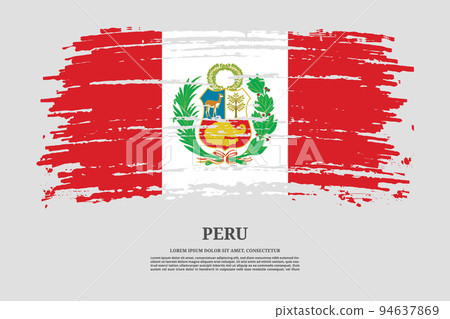 Peru flag with brush stroke effect and information text poster, vector Peru flag with brush stroke effect and information text poster, vector 94637869