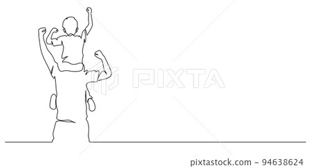 father carrying son on his shoulders continuous line drawing father carrying son on his shoulders continuous line drawing 94638624