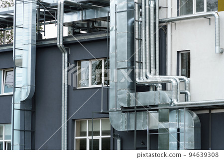 pipes for ventilation and maintenance of a modern building, various technical support systems pipes for ventilation and maintenance of a modern building, various technical support systems 94639308