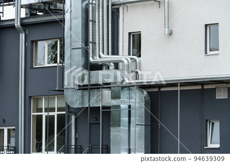 pipes for ventilation and maintenance of a modern building, various technical support systems pipes for ventilation and maintenance of a modern building, various technical support systems 94639309