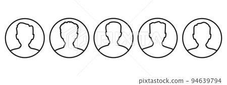 Men head line icon set. Male profile picture collection illustration. Men head line icon set. Male profile picture collection illustration. 94639794