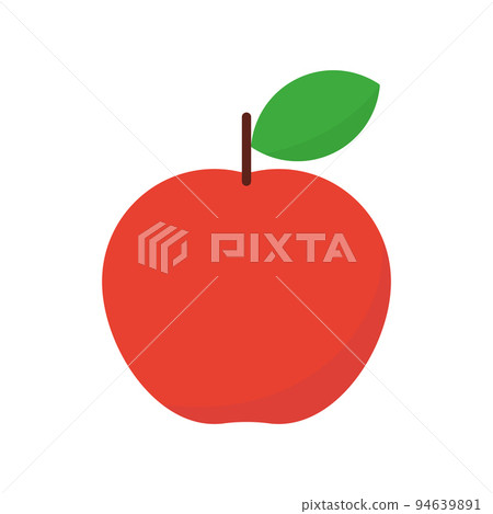 Red apple. Apple with leaf. 94639891