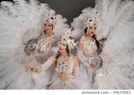 Happy kids in festive costumes in studio Happy kids in festive costumes in studio 94639983