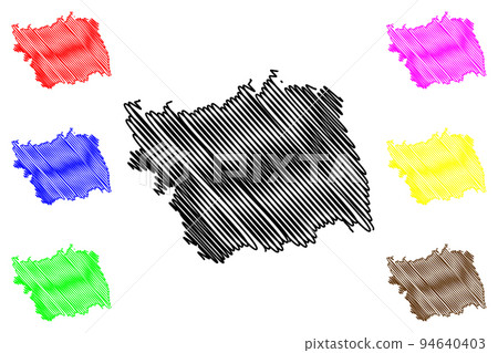 Bacau County (Administrative divisions of Romania, Nord-Est development region) map vector illustration, scribble sketch Bacau map 94640403