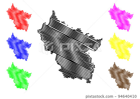 Buzau County (Administrative divisions of Romania, Sud-Est development region) map vector illustration, scribble sketch Buzau map 94640410