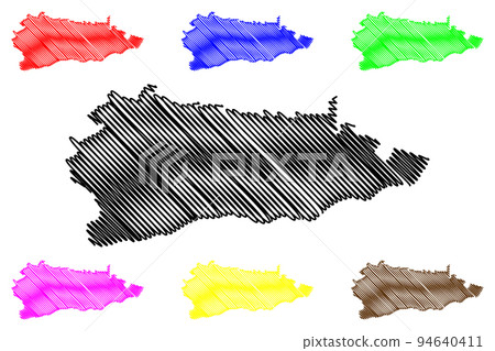 Calarasi County (Administrative divisions of Romania, Sud - Muntenia development region) map vector illustration, scribble sketch Calarasi map 94640411