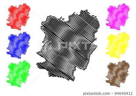 Caras-Severin County (Administrative divisions of Romania, Vest development region) map vector illustration, scribble sketch Caras-Severin map 94640412