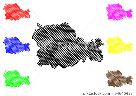 Neamt County (Administrative divisions of Romania, Nord-Est development region) map vector illustration, scribble sketch Neamt map 94640452