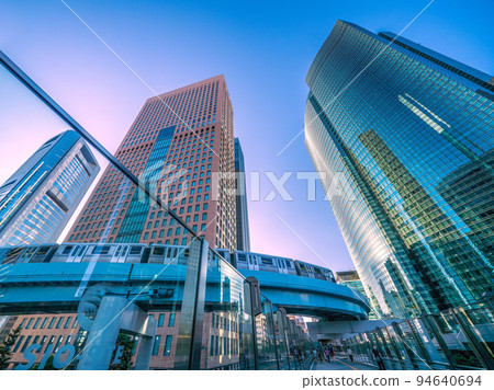 Tokyo cityscape in Japan September. New scenery of Shiodome. View of Yurikamome and office buildings…=September 25 94640694