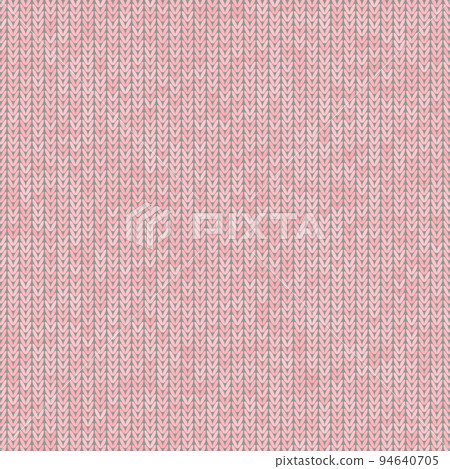 Stylish Knit. Pink Knitted Texture. Woolen Pullover Tricot Print. Winter Fabric Pattern 94640705